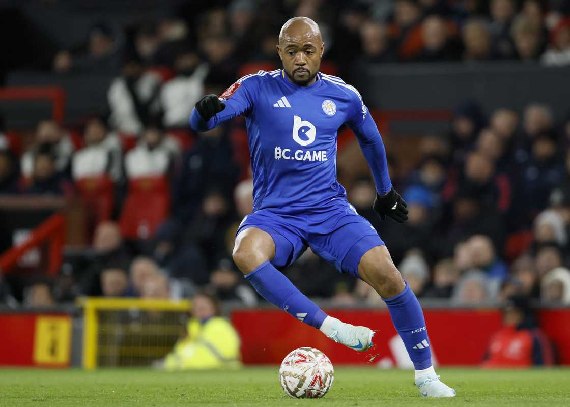 Jordan Ayew of Leicester City controls the ball during the Emirates FA Cup Fourth Round match between Manchester United and Leicester City at Old Trafford on February 7, 2025 in Manchester, England Jordan Ayew of Leicester City controls the ball during the Emirates FA Cup Fourth Round match between Manchester United and Leicester City at Old Trafford on February 7, 2025 in Manchester, England