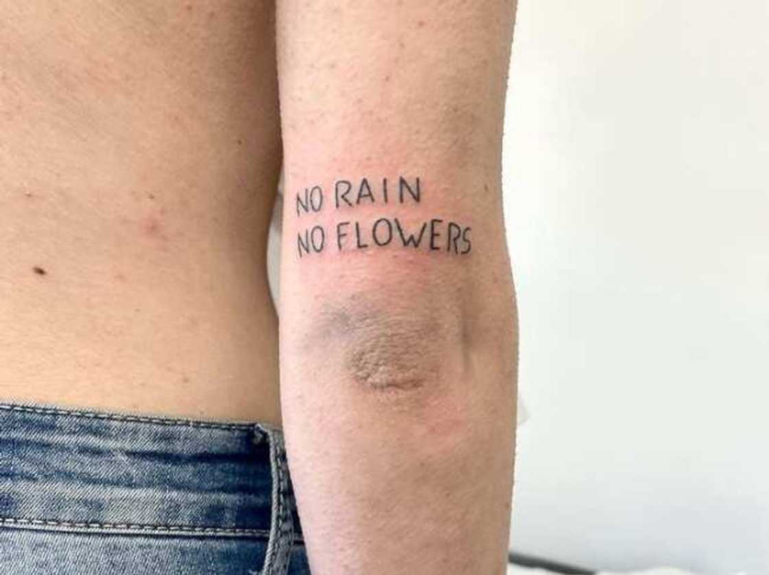 No rain, no flowers tattoo No rain, no flowers tattoo