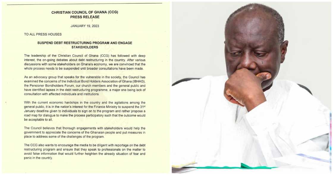 The Christian Council of Ghana is demanding the immediate suspension of the Domestic Debt Exchange programme The Christian Council of Ghana is demanding the immediate suspension of the Domestic Debt Exchange programme