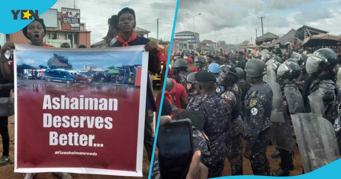 Ashaiman Demonstration: Policeman Rushed To Hospital After Protesters Pelted Him With Stones