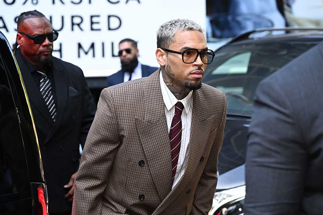 Chris Brown in a suit and tie Chris Brown in a suit and tie