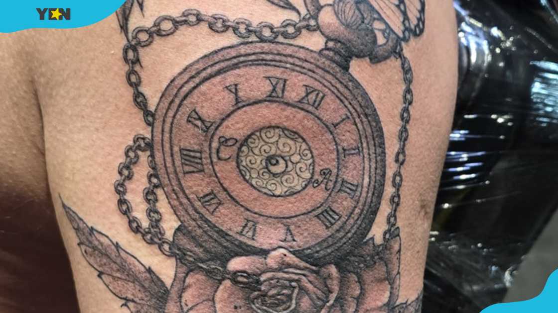 Clock face without hands tattoo