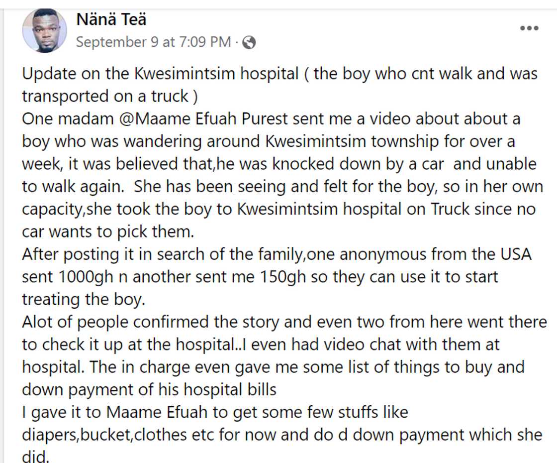 Nana Tea shares touching story of a boy who was found on the street in Takoradi.