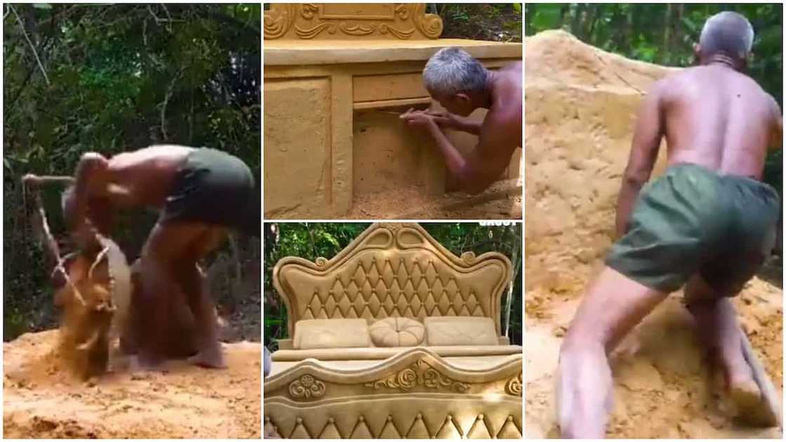 Man makes fine bed sculpture from clay, his video wows many on social media Man makes fine bed sculpture from clay, his video wows many on social media
