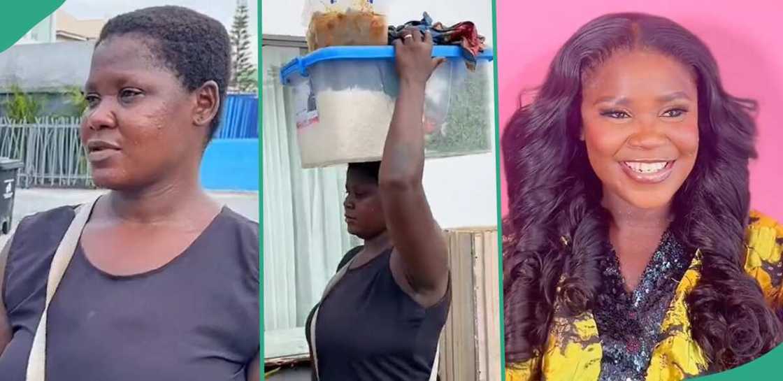 Nigerian woman who sells tapioca. Nigerian woman who sells tapioca.