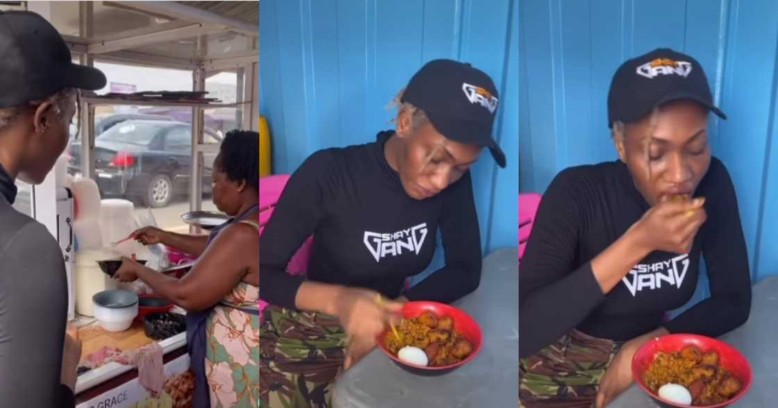 Don't disrespect gob3 like that - Fans jab Wendy Shay over video of her eating beans in town Don't disrespect gob3 like that - Fans jab Wendy Shay over video of her eating beans in town