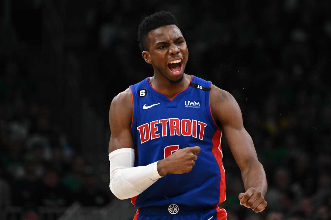 Hamidou Diallo reacts after scoring against the Boston Celtics Hamidou Diallo reacts after scoring against the Boston Celtics