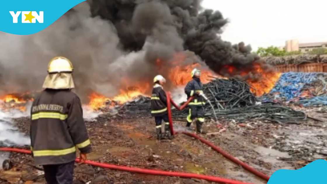 Fire, Containers, Scrap Yard, Ashaiman, China Mall, Ghana Fire Service