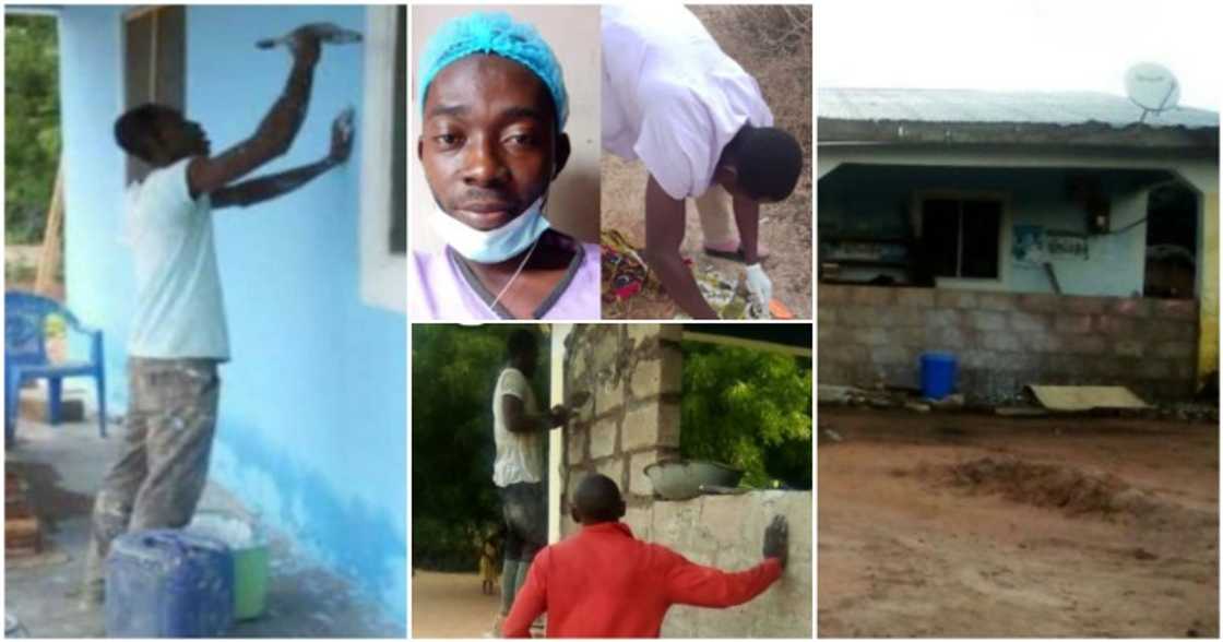 Ghanaian staff nurse Amos Acheampong and others give the Agyata CHPS Zone a facelift.