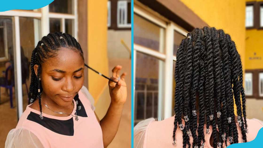 Cornrow twists with beads