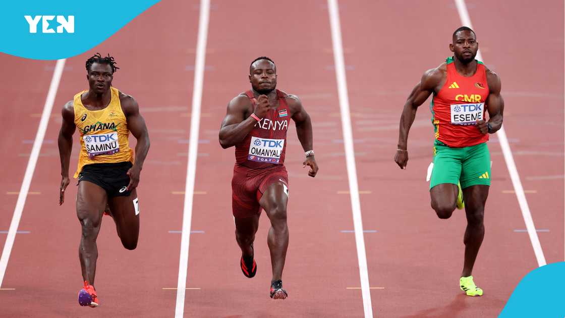 Abdul-Rasheed Saminu, Ferdinand Omanyala, Emmanuel Eseme, World Athletics Championships, Tokyo 2025.