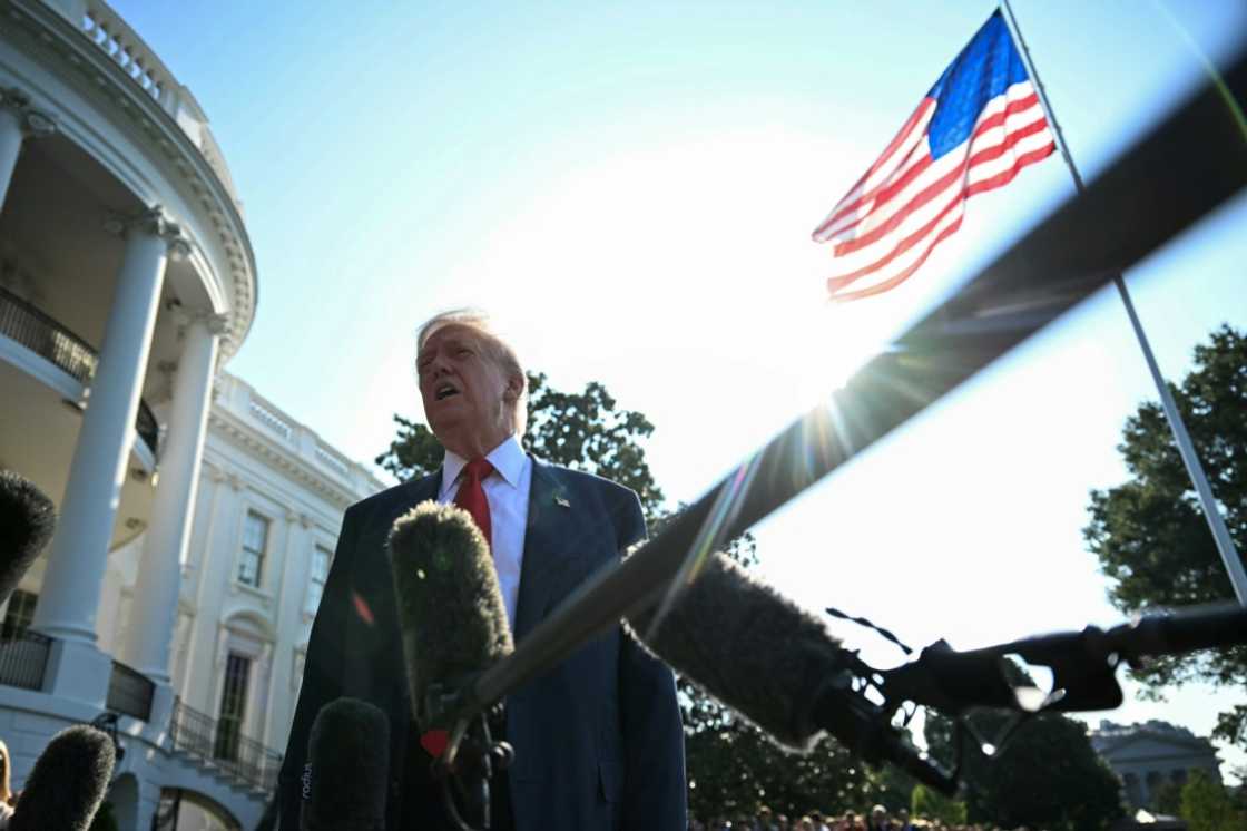 Trump talked to reporters in Washington before leaving for Scotland