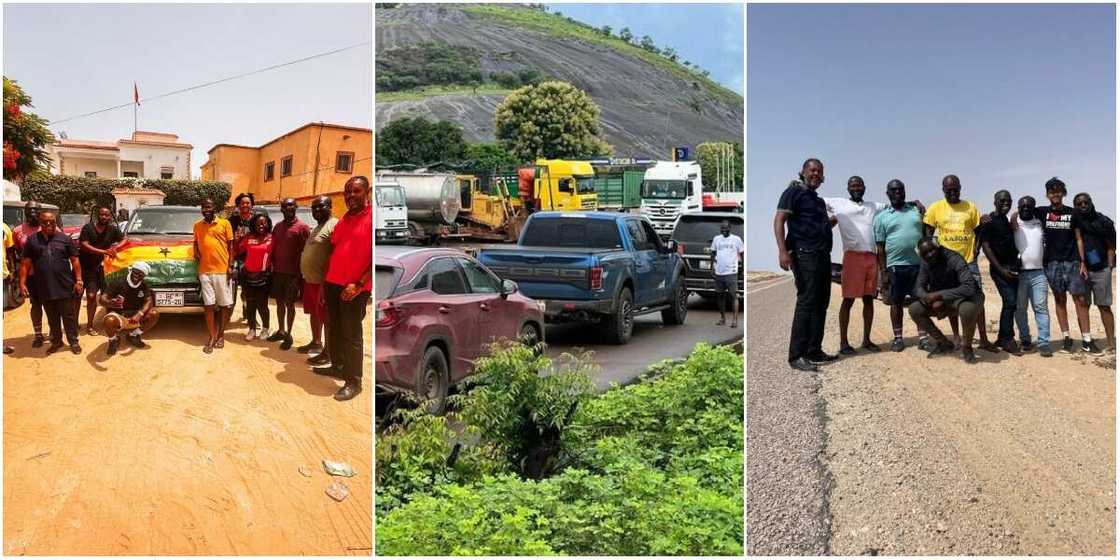 Group travelling via road from Accra to London