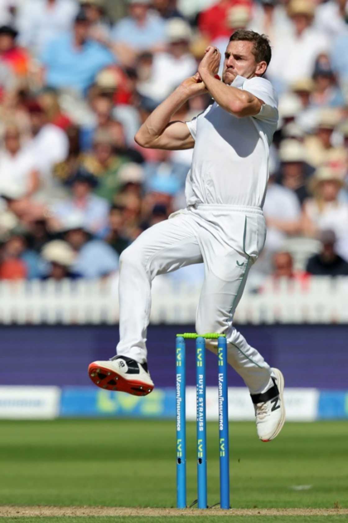 Full flight - South Africa's Anrich Nortje runs bowls during the first Test at lord's Full flight - South Africa's Anrich Nortje runs bowls during the first Test at lord's