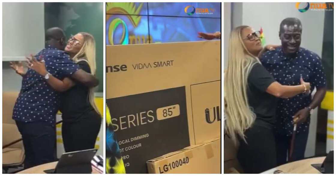 Nana Ama McBrown surprises Captain Smart with huge TV as birthday present Nana Ama McBrown surprises Captain Smart with huge TV as birthday present