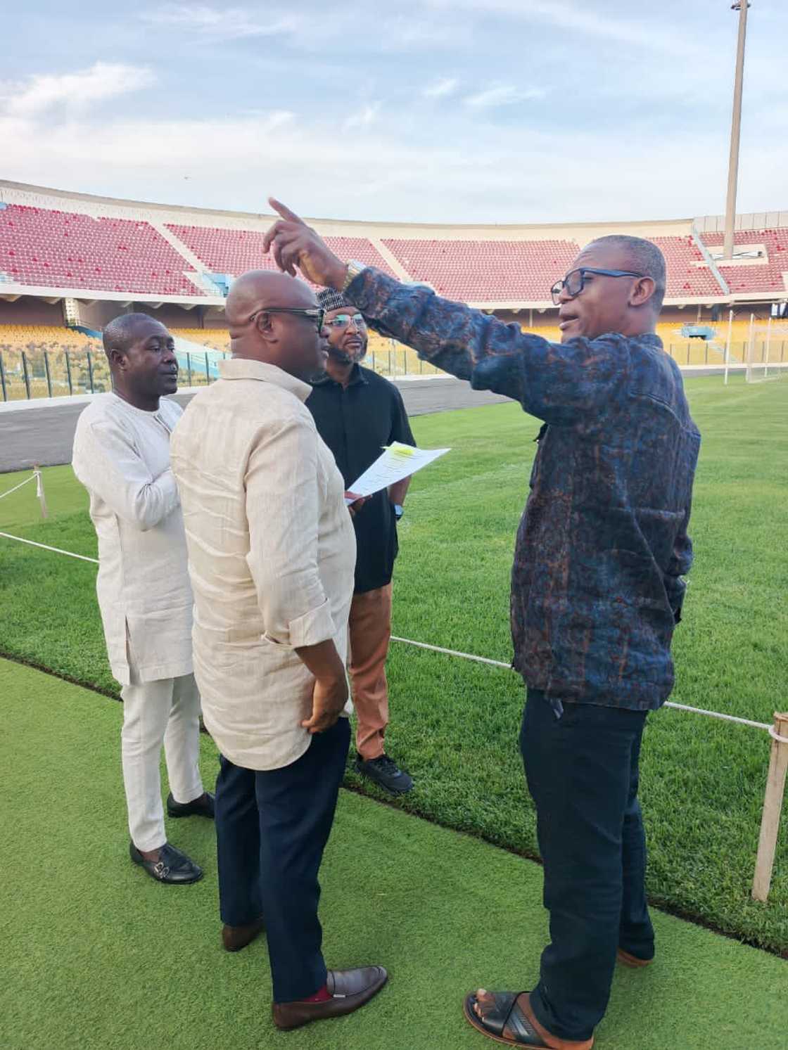 NSA Director General and Presidential staffer in charge of Operations, Stan Dogbe, and others inspected the Accra Sports Stadium on Monday ahead of Ghana vs Chad World Cup qualifier on March 21 NSA Director General and Presidential staffer in charge of Operations, Stan Dogbe, and others inspected the Accra Sports Stadium on Monday ahead of Ghana vs Chad World Cup qualifier on March 21