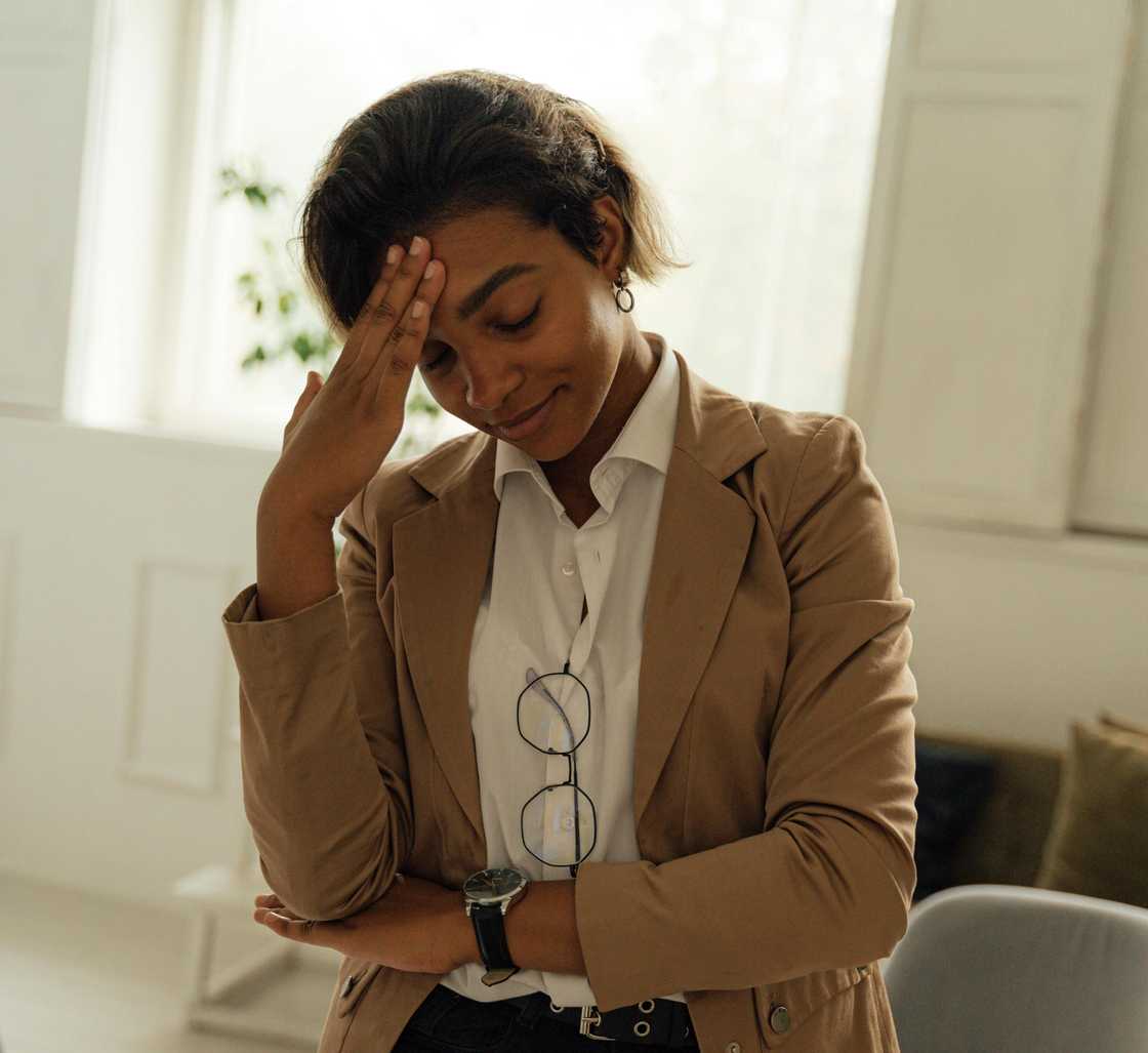 A disappointed woman in an office