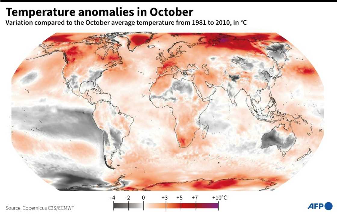 Temperature anomalies in October Temperature anomalies in October