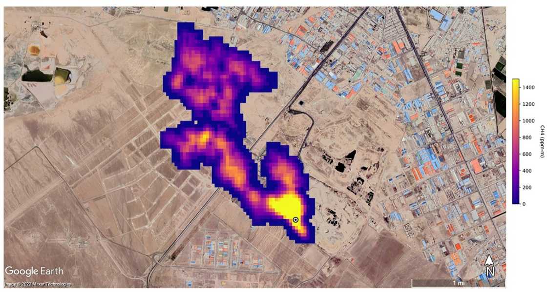 This handout satelliste image courtesy of NASA/JPL-Caltech shows a methane plume at least 3 miles (4.8 kiloemtres) long detected by NASA's Earth Surface Mineral Dust Source Investigation mission This handout satelliste image courtesy of NASA/JPL-Caltech shows a methane plume at least 3 miles (4.8 kiloemtres) long detected by NASA's Earth Surface Mineral Dust Source Investigation mission