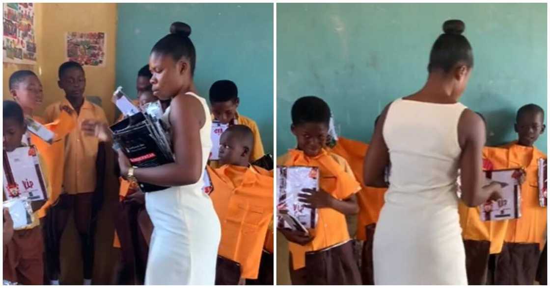 Photo of teacher and her students Photo of teacher and her students