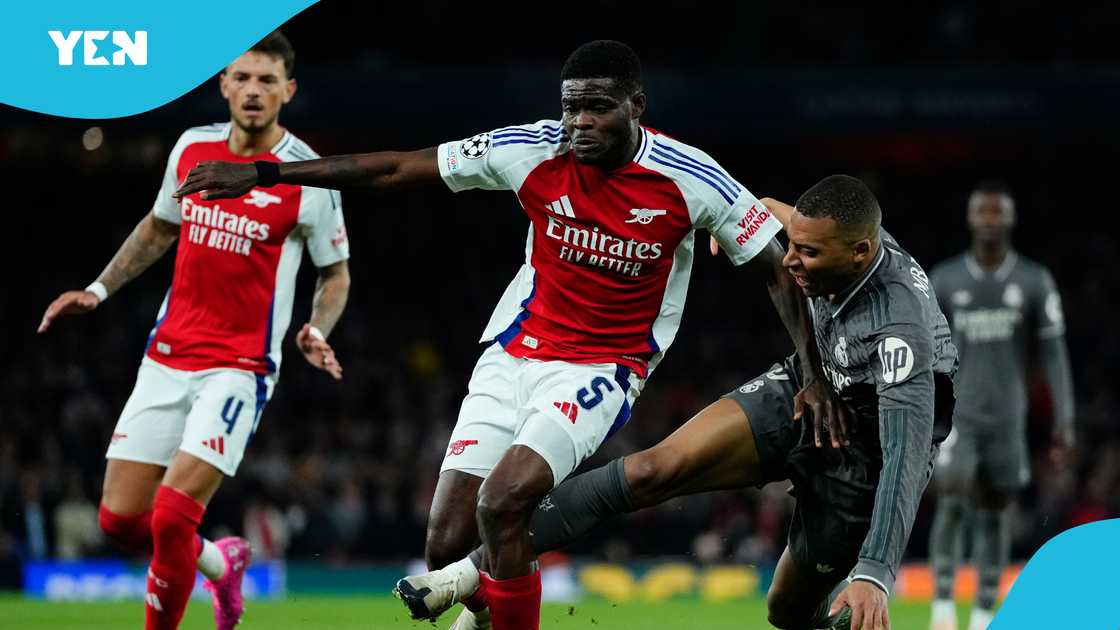 Cesc Fabregas praised Thomas Partey after his dominant display vs Real Madrid in the first leg of their UEFA Champions League quarter-final tie. Cesc Fabregas praised Thomas Partey after his dominant display vs Real Madrid in the first leg of their UEFA Champions League quarter-final tie.