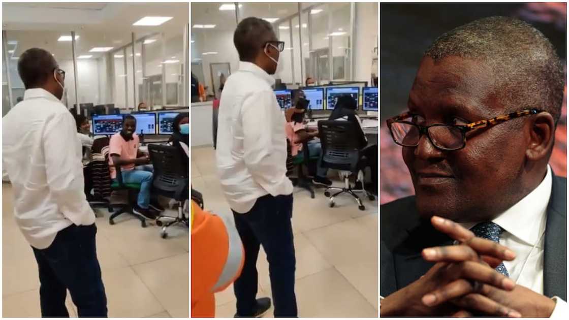 African's richest man Dangote humbles himself, speaks to his employers to motivate them, video goes viral African's richest man Dangote humbles himself, speaks to his employers to motivate them, video goes viral