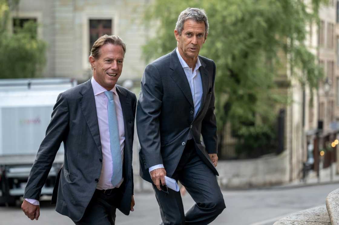 Franco-Israeli diamond magnate Beny Steinmetz (R) told the Geneva appeals court he "never corrupted anyone"