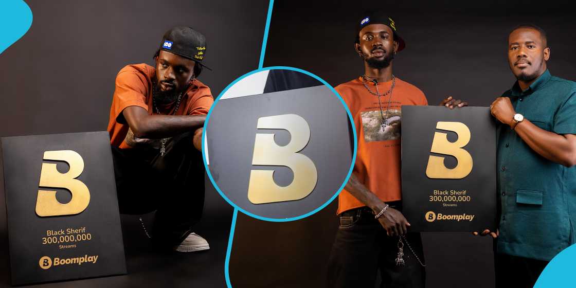 Pics of Black Sherif receiving Boomplay plaque Pics of Black Sherif receiving Boomplay plaque