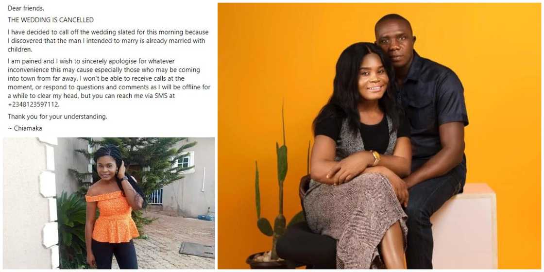 Nigerian lady pens painful note as she cancels wedding wedding after finding out that her man has wife and kids Nigerian lady pens painful note as she cancels wedding wedding after finding out that her man has wife and kids