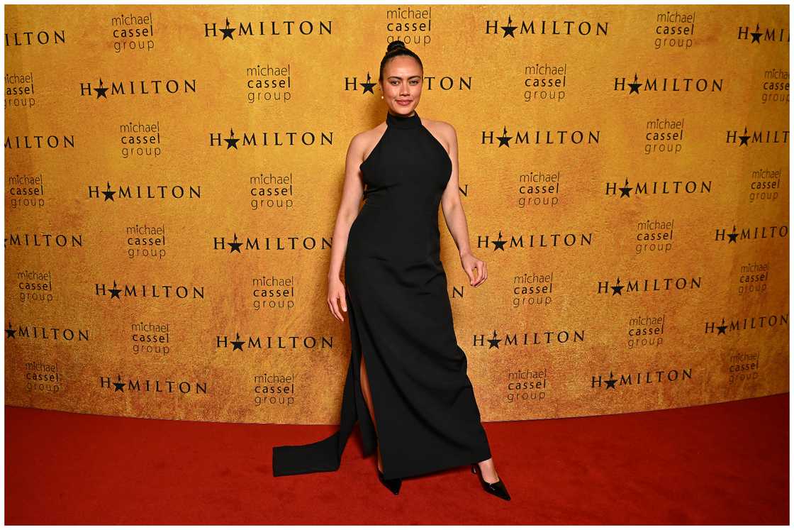 Angelina Thomson arrives at the gala opening night of Hamilton