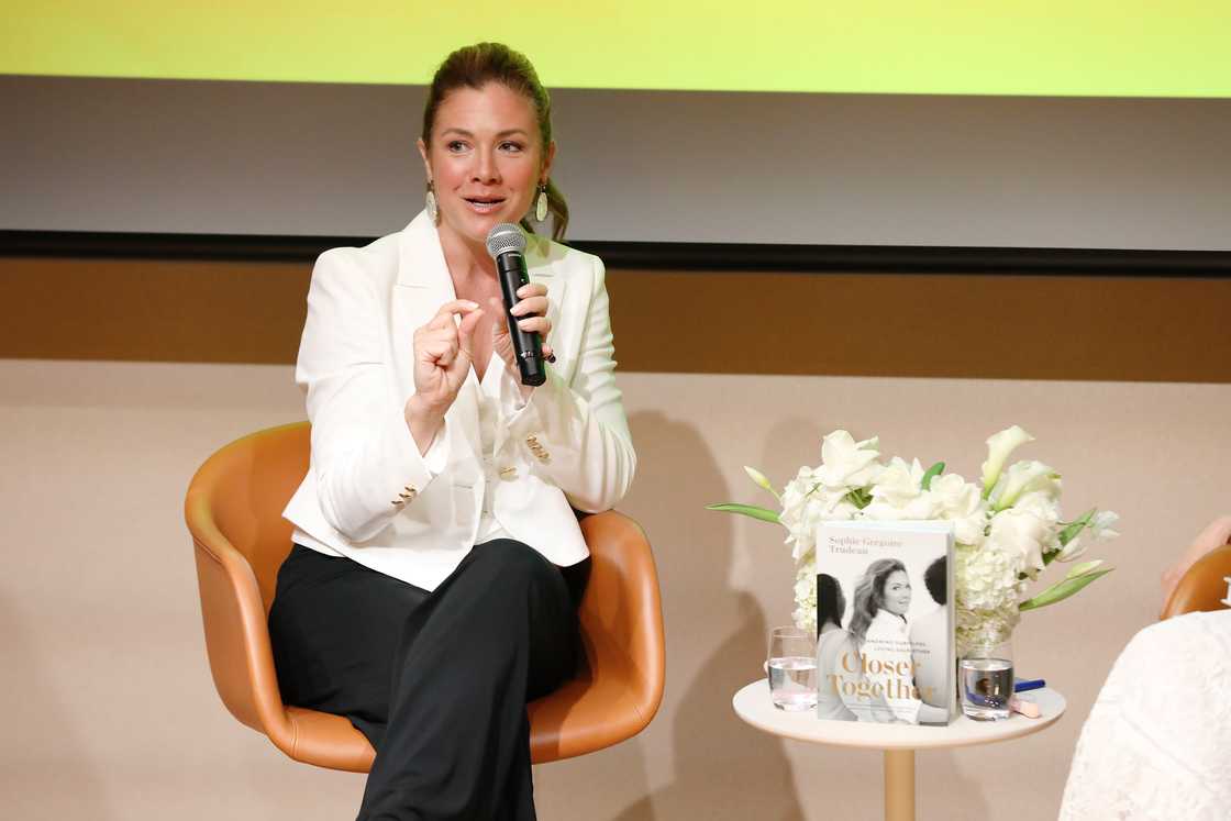 Sophie Grégoire speaking during a Vital Voices Book Talk