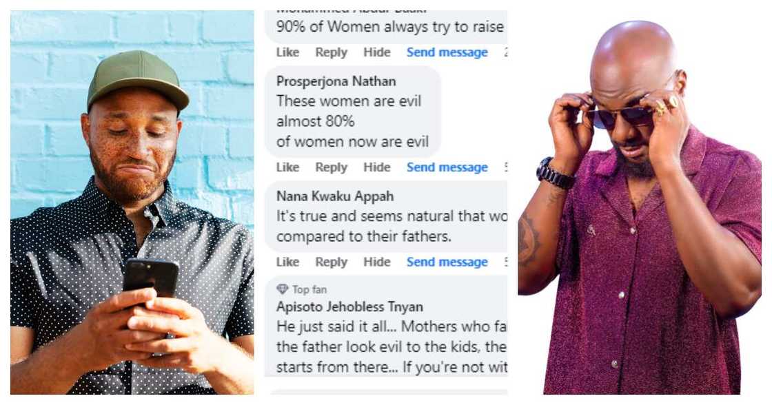 Ghanaian men react to Kwabena Kwabena's comment that 90% mothers work against fathers Ghanaian men react to Kwabena Kwabena's comment that 90% mothers work against fathers