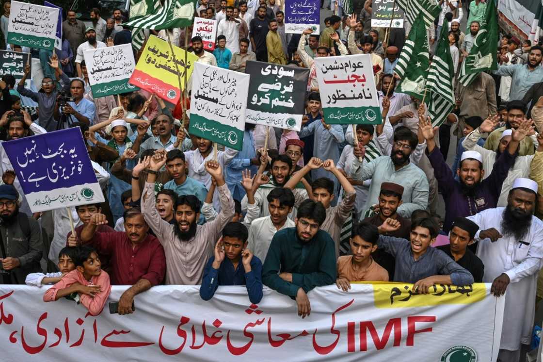 Pakistanis have already held protests over tax and bill hikes introduced in last month's budget -- prepared with IMF oversight -- and more demonstrations are scheduled Pakistanis have already held protests over tax and bill hikes introduced in last month's budget -- prepared with IMF oversight -- and more demonstrations are scheduled