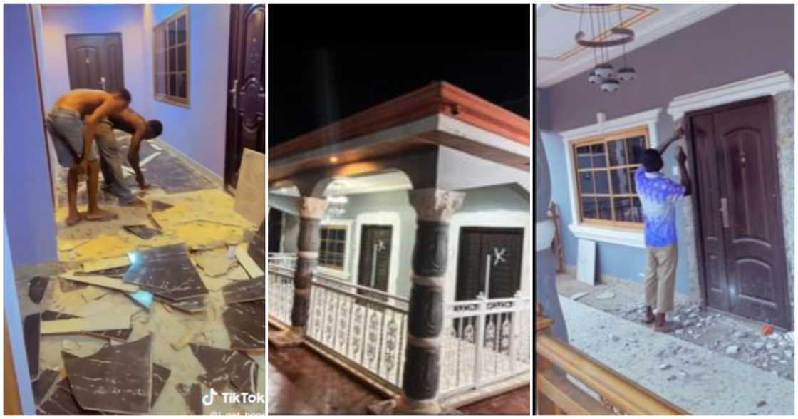Abroad-based Ghanaian man undertakes renovation works at his house Abroad-based Ghanaian man undertakes renovation works at his house