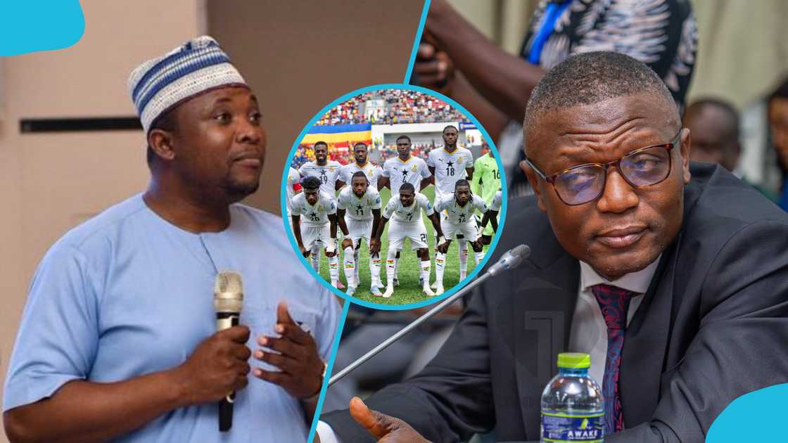 Black Stars players celebrate, Ghana draw with Chad, Jordan Ayew scores against Chad, Ghana held by Chad, Saanie Daara blasts Sports Minister, Sports Minister budget.