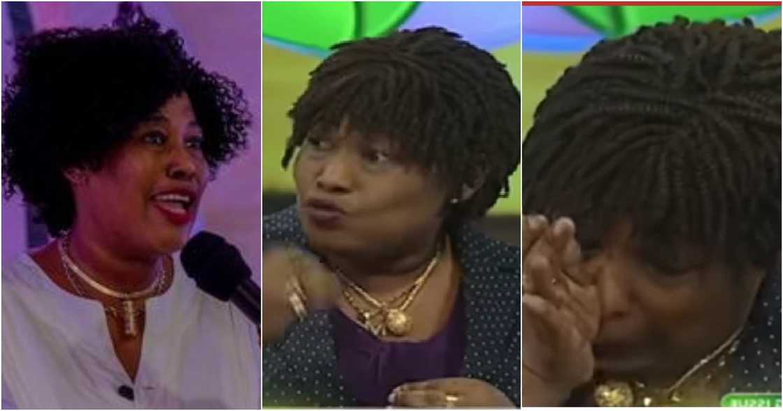 Nana Yaa Jantuah wept during a live TV programme. Nana Yaa Jantuah wept during a live TV programme.