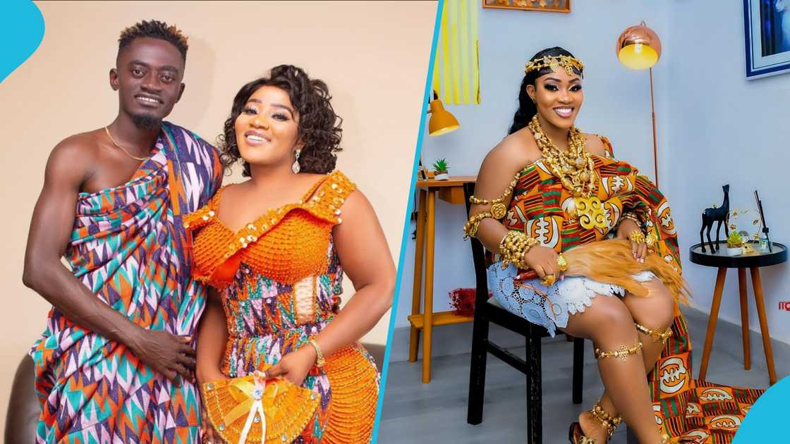 Lil Win's wife, Maame Serwaa, Lil Win's movies, kente, Gold accessories, Ghana's independence Lil Win's wife, Maame Serwaa, Lil Win's movies, kente, Gold accessories, Ghana's independence