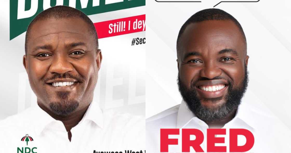 Photos of John Dumelo and Fred Nuamah.