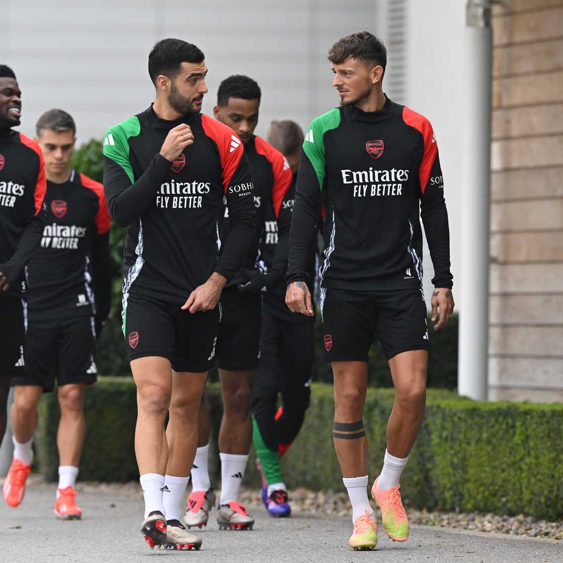 Arsenal players during training ahead of the Arsenal vs PSG UEFA Champions League semi-finals first leg on April 29, 2025 Arsenal players during training ahead of the Arsenal vs PSG UEFA Champions League semi-finals first leg on April 29, 2025