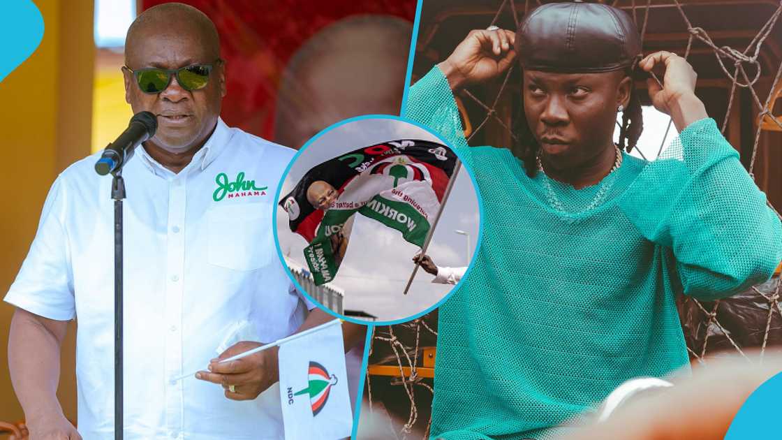 John Dramani Mahama, NDC flag, Stonebwoy, Ghana Victory Concert, NDC grassroots supporters