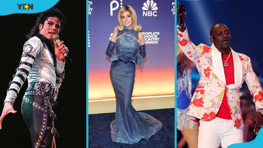 Michael Jackson (L), Shania Twain (M) and Akon (R) have record albums that have featured on the best-selling list of all times. Michael Jackson (L), Shania Twain (M) and Akon (R) have record albums that have featured on the best-selling list of all times.