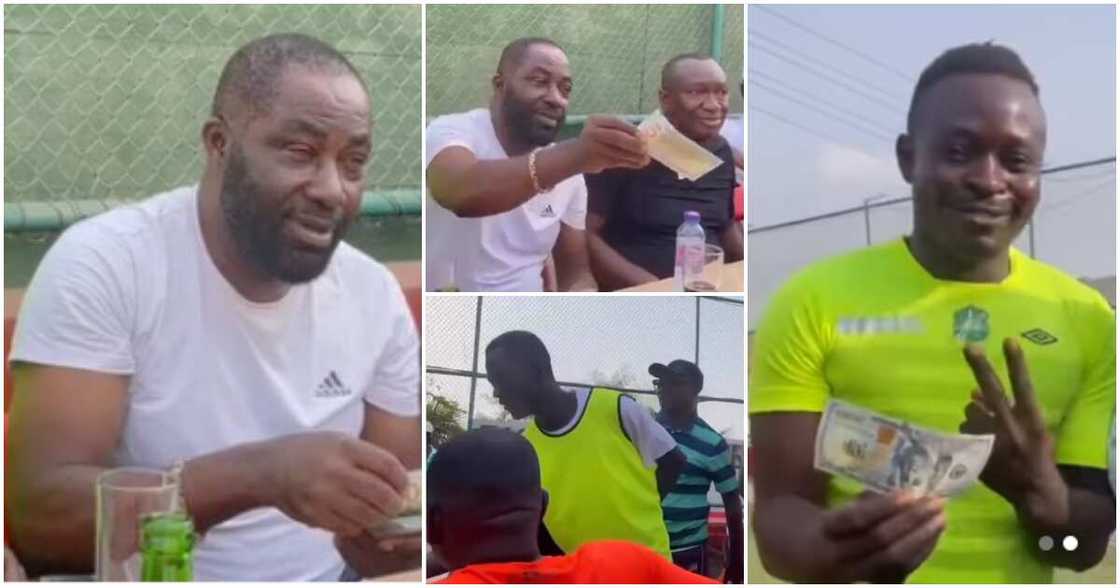 Dr Osei Kwame Despite gifts team members of Dabo Soccer Academy $100 each. Dr Osei Kwame Despite gifts team members of Dabo Soccer Academy $100 each.