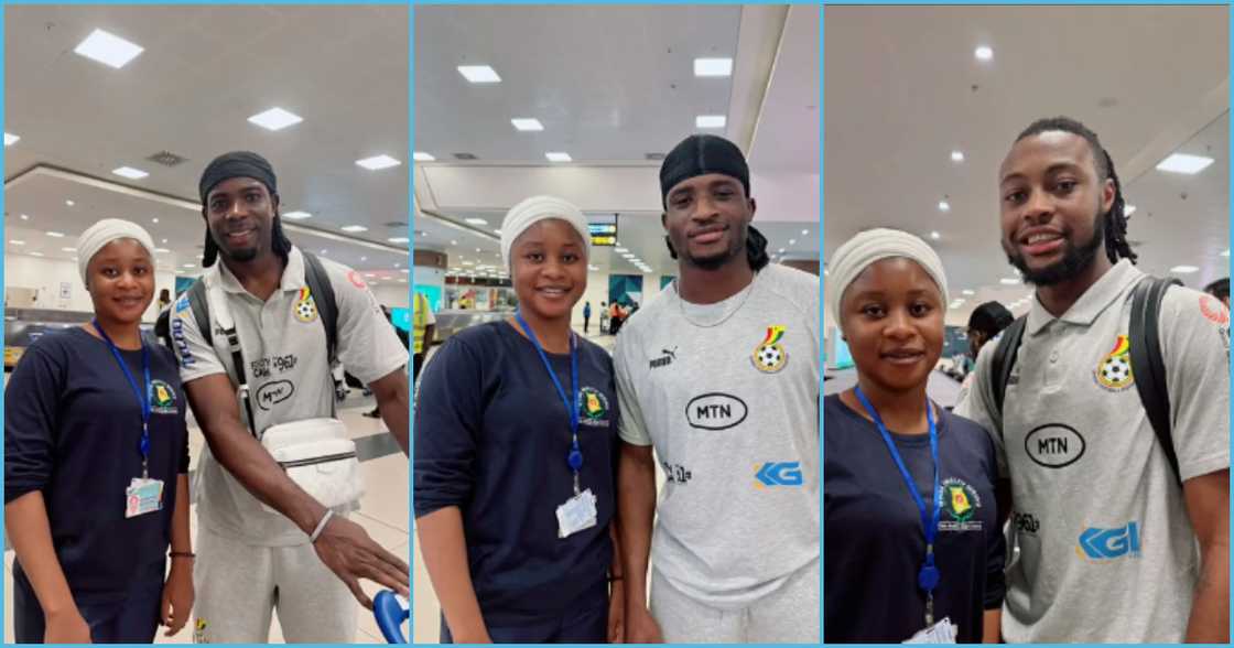 Photo of Ghanaian lady and Black Stars players Photo of Ghanaian lady and Black Stars players