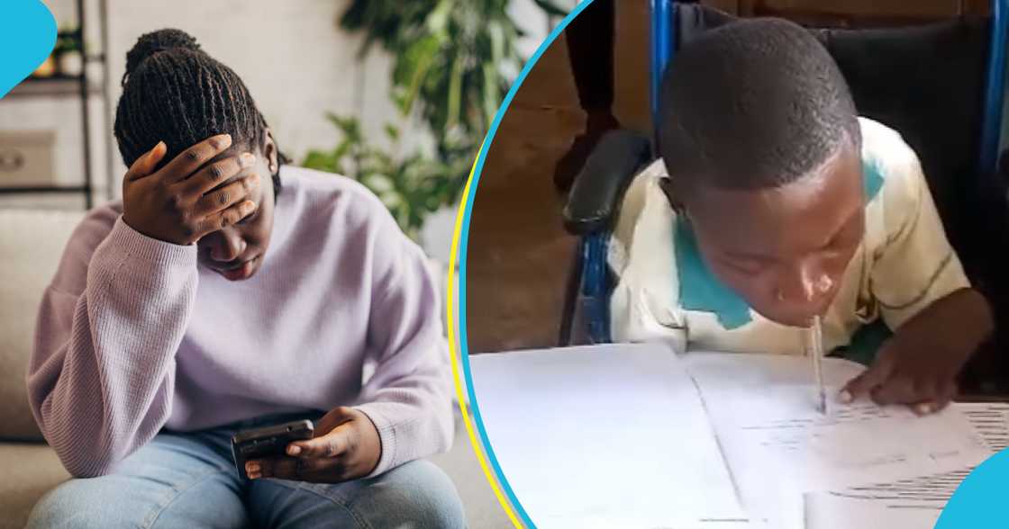 Child With Disabilities Sits For Exam, Uses Pen In Mouth To Write Paper In Moving Video