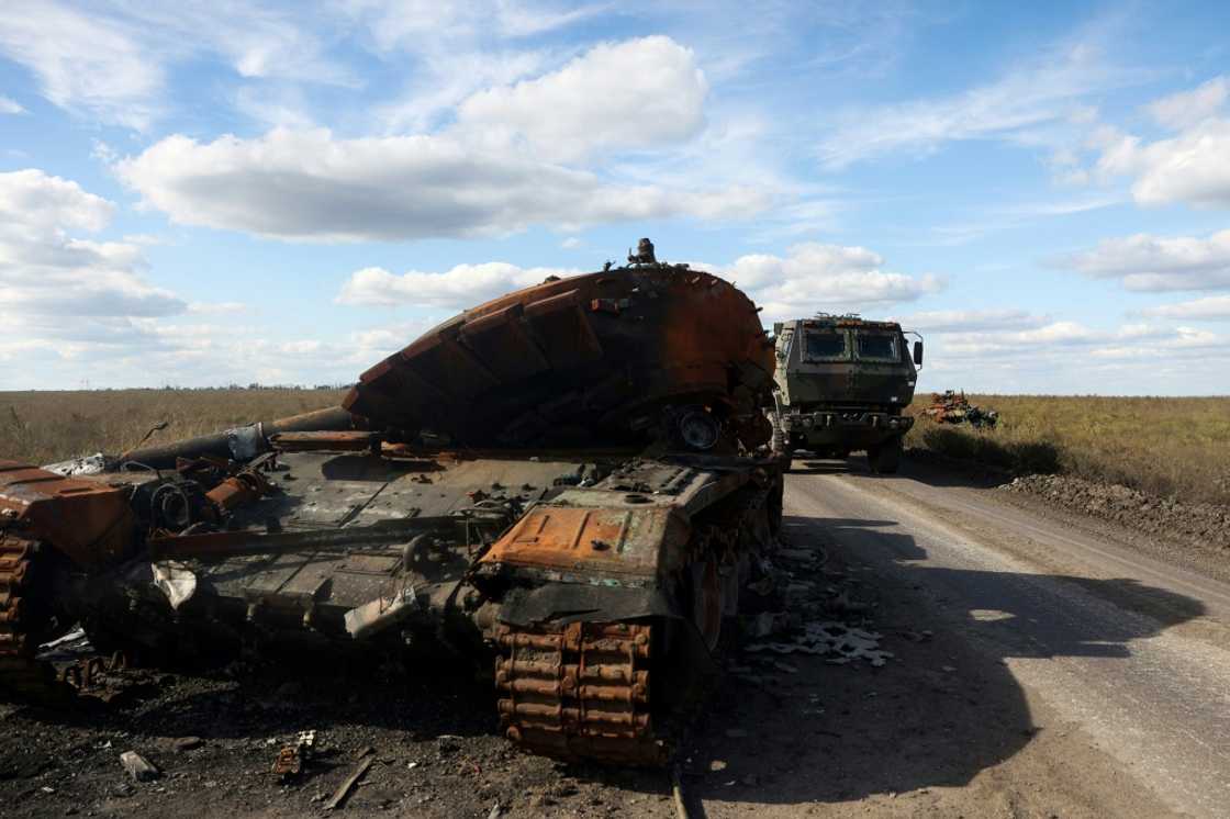 A destroyed Russian tank in Ukraine A destroyed Russian tank in Ukraine