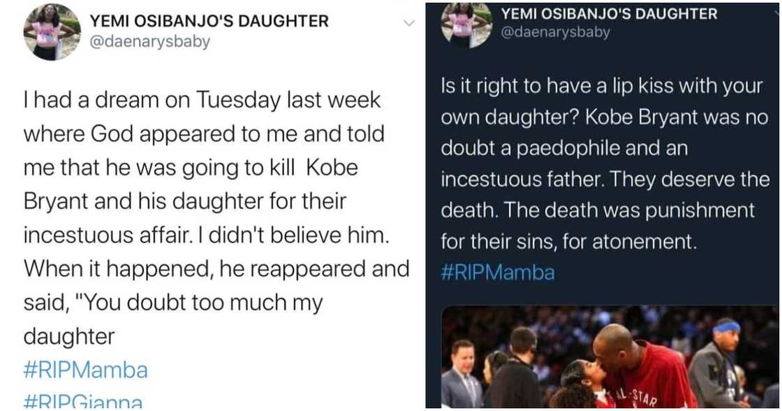 Kobe Bryant: Twitter user accuses him of having incestuous affair with daughter Kobe Bryant: Twitter user accuses him of having incestuous affair with daughter