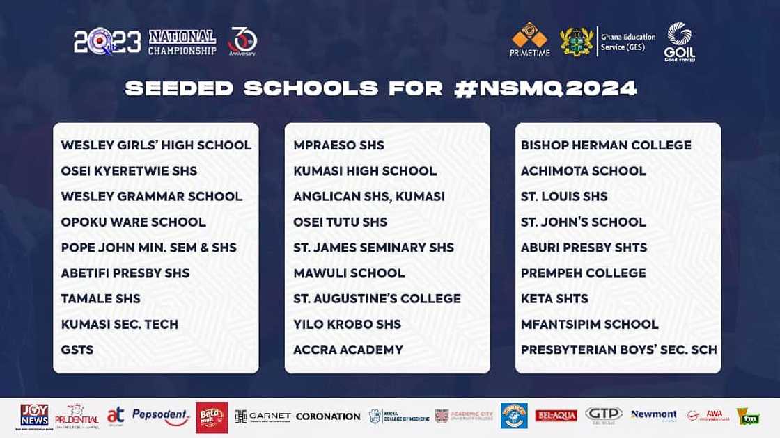 National Science & Maths Quiz seeding