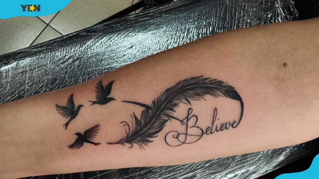 Feather infinity tattoo