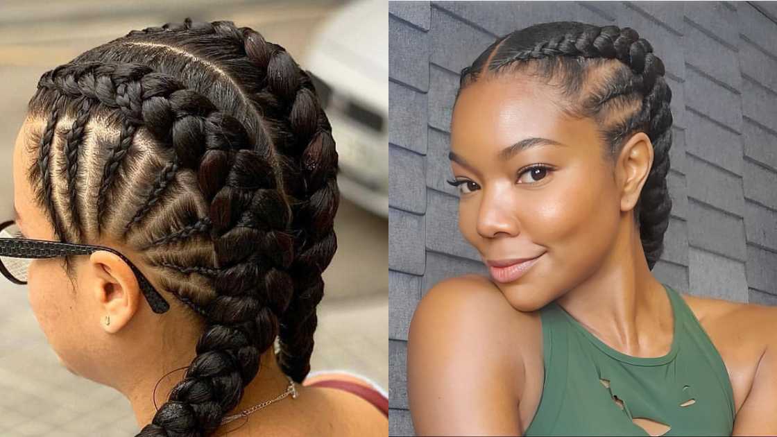 Black two-braids style Black two-braids style