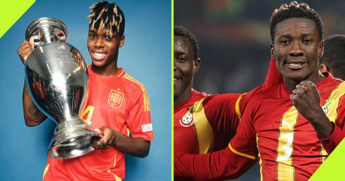 Asamoah Gyan and Nico Williams. Asamoah Gyan and Nico Williams.